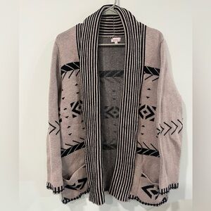 Pixley Black and Tan Geometric Cardigan